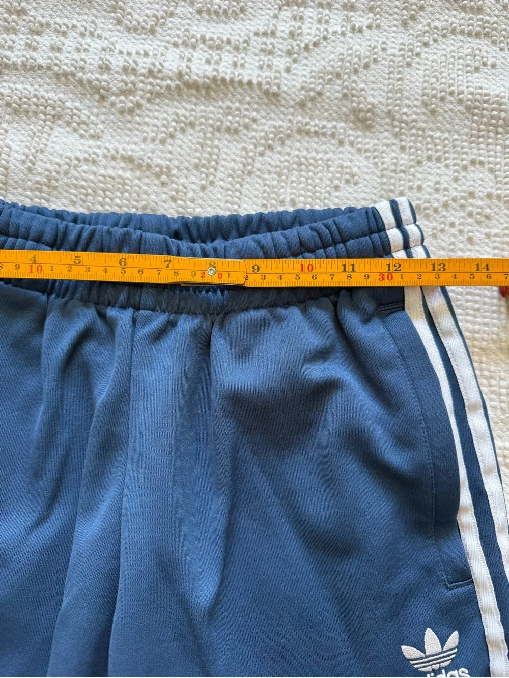 Adidas Originals Blue Joggers with White Three-Stripe Men’s Size Medium